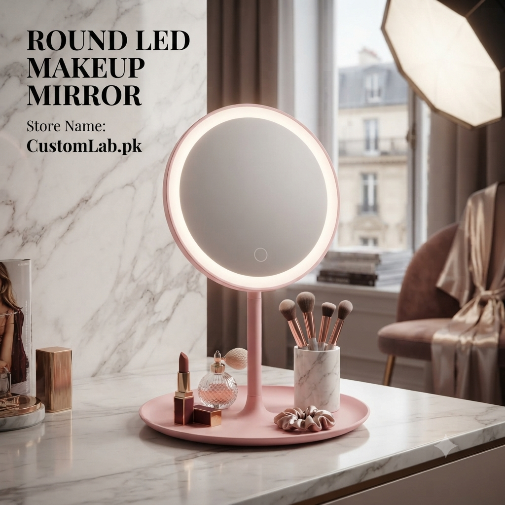 Round LED Makeup Mirror with Touch Light – Tabletop Vanity Mirror