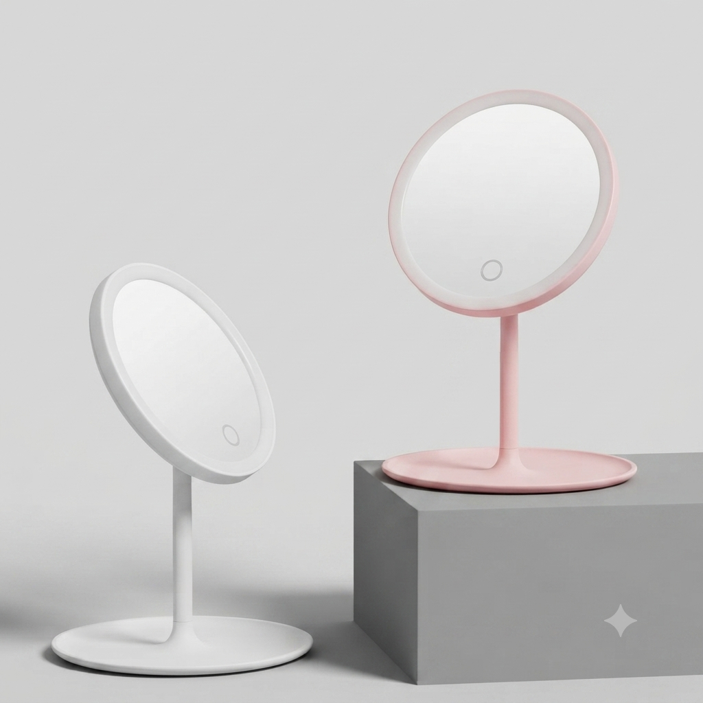 Round LED Makeup Mirror with Touch Light – Tabletop Vanity Mirror