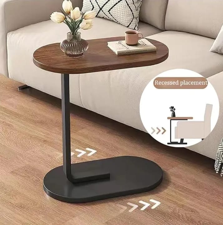 Oval C-Shaped Sofa Side Table