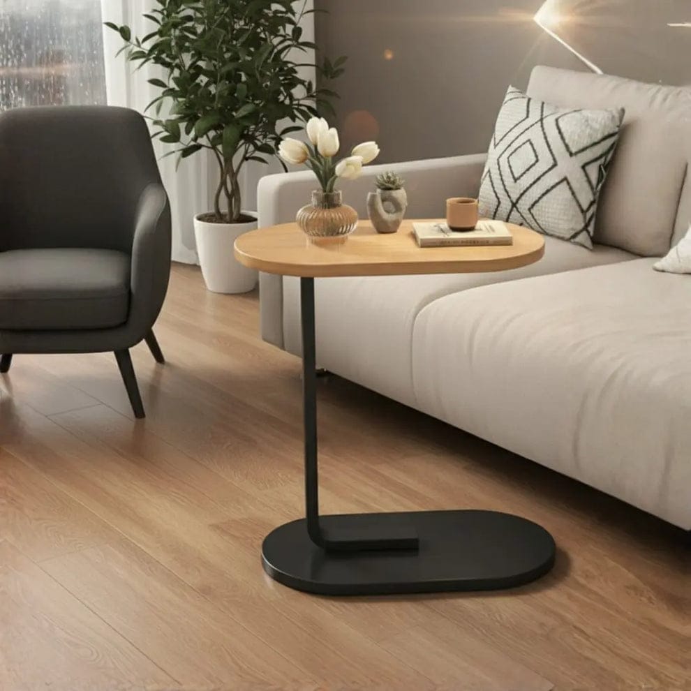 Oval C-Shaped Sofa Side Table