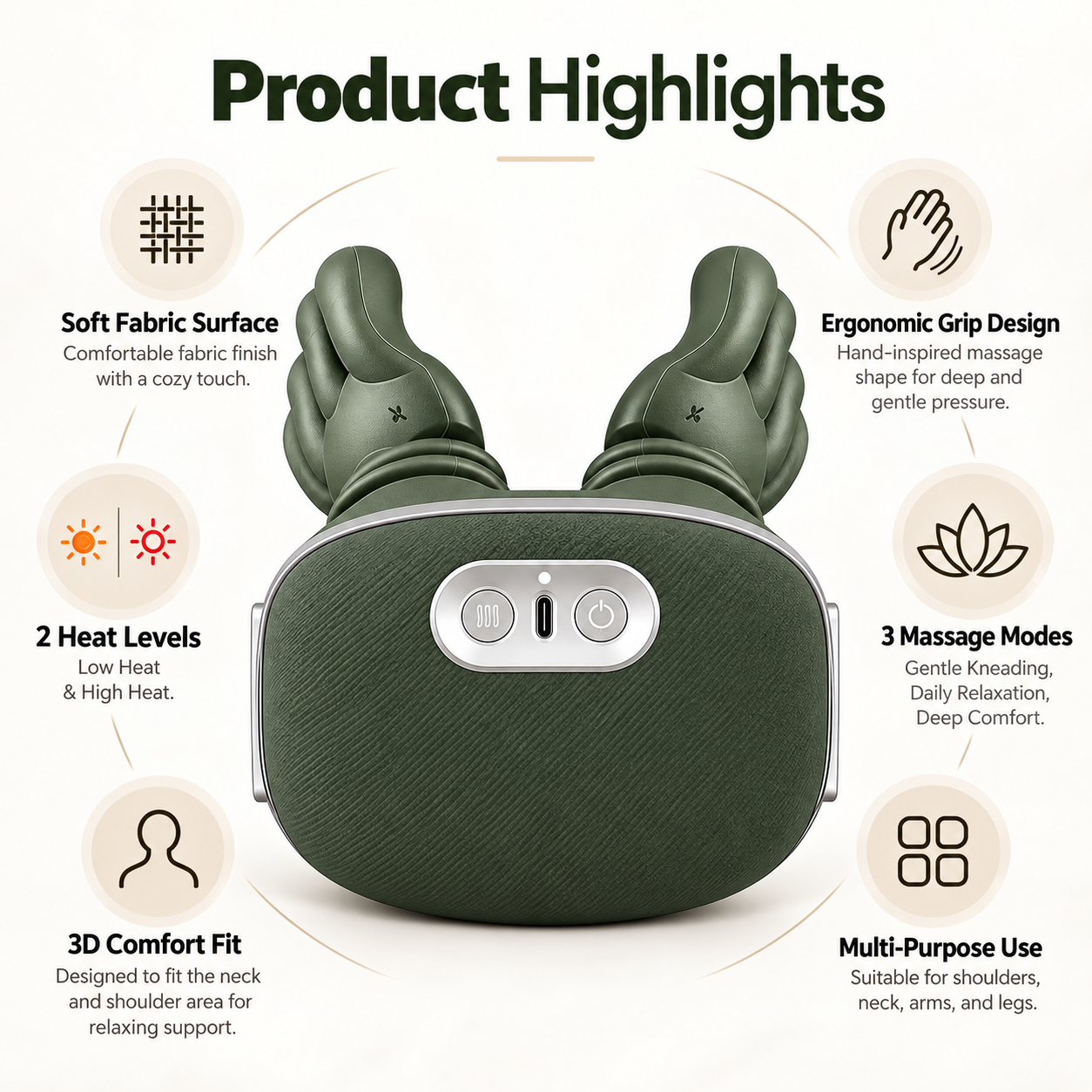 Person wearing the shoulder massager while seated at home